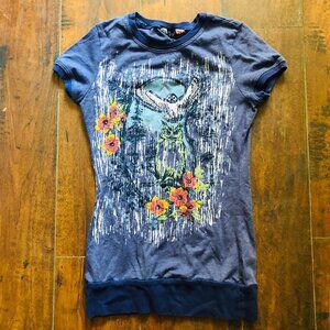 VINTAGE Y2K OWL WHYMSICAL BURNOUT CAP SLV TOP